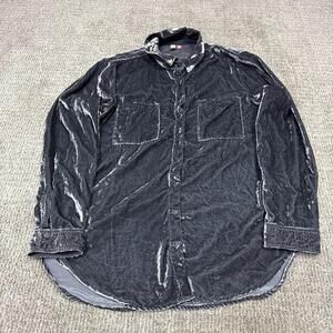 Pilcro Black Washed Velvet Button-Up Shirt